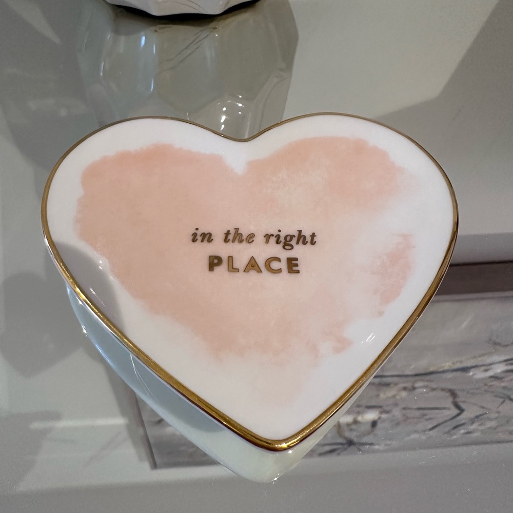 Kate Spade Posy Court Heart-Shaped Ceramic Trinket Box with Gold Accents NWT